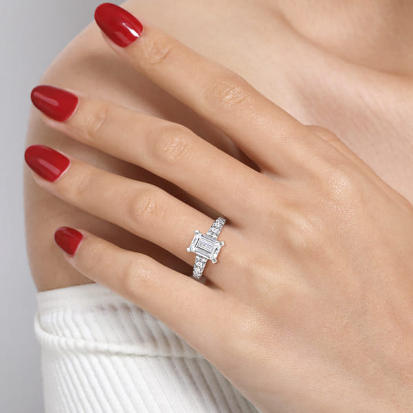 Platinum Emerald-Cut Engagement Ring