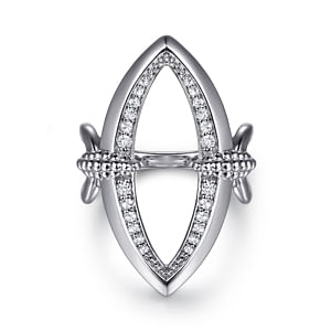 925 Sterling Silver Bujukan and White Sapphire Marquise Ladies Ring