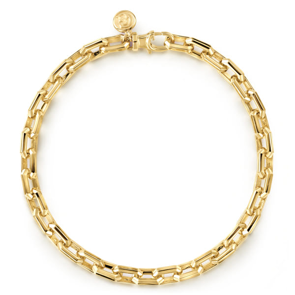 14K Yellow Gold Solid Faceted Chain Bracelet @ $9600. Shop