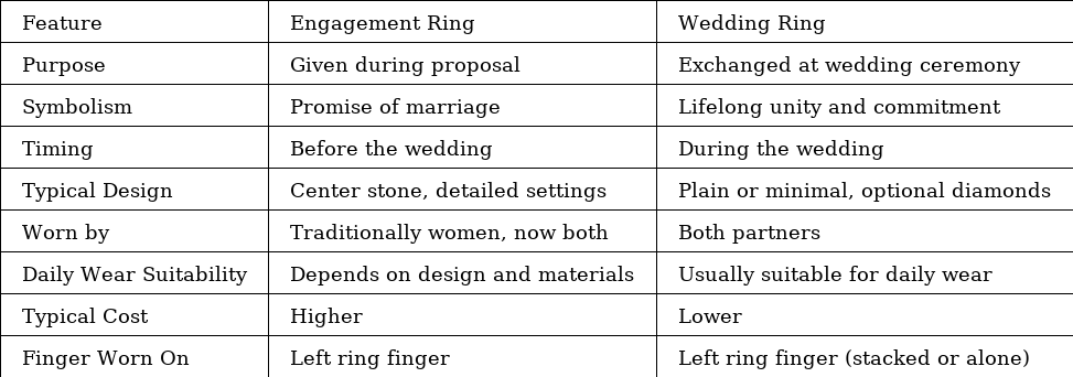 Engagement Ring vs Wedding Ring Engagement Ring vs Wedding Ring