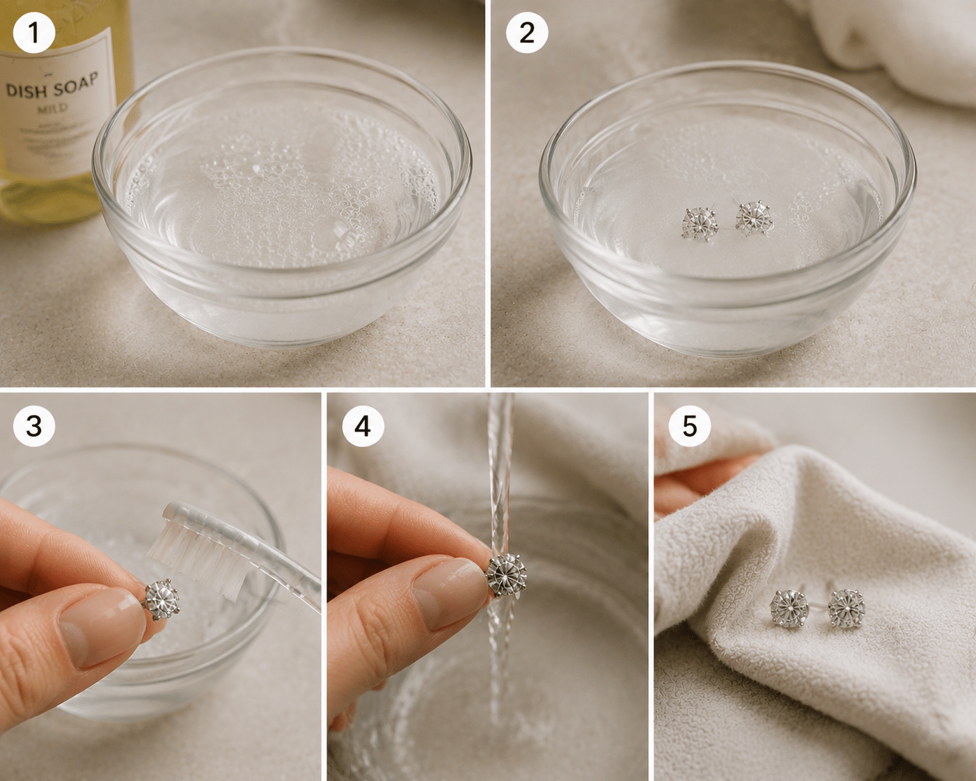 how to clean diamond earrings