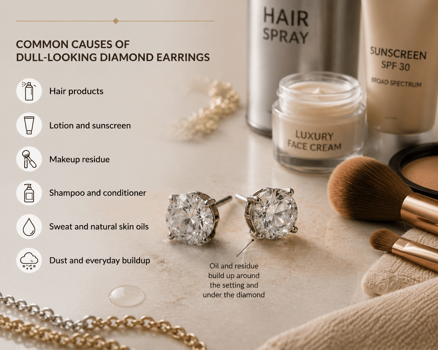how to clean diamond earrings