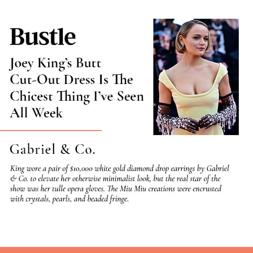 Gabriel & Co. 18K White Gold Diamond Burst Huggies mentioned on Bustle.com in 