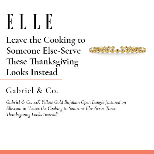 Gabriel & Co. 14K Yellow Gold Bujukan Open Bangle featured on Elle.com