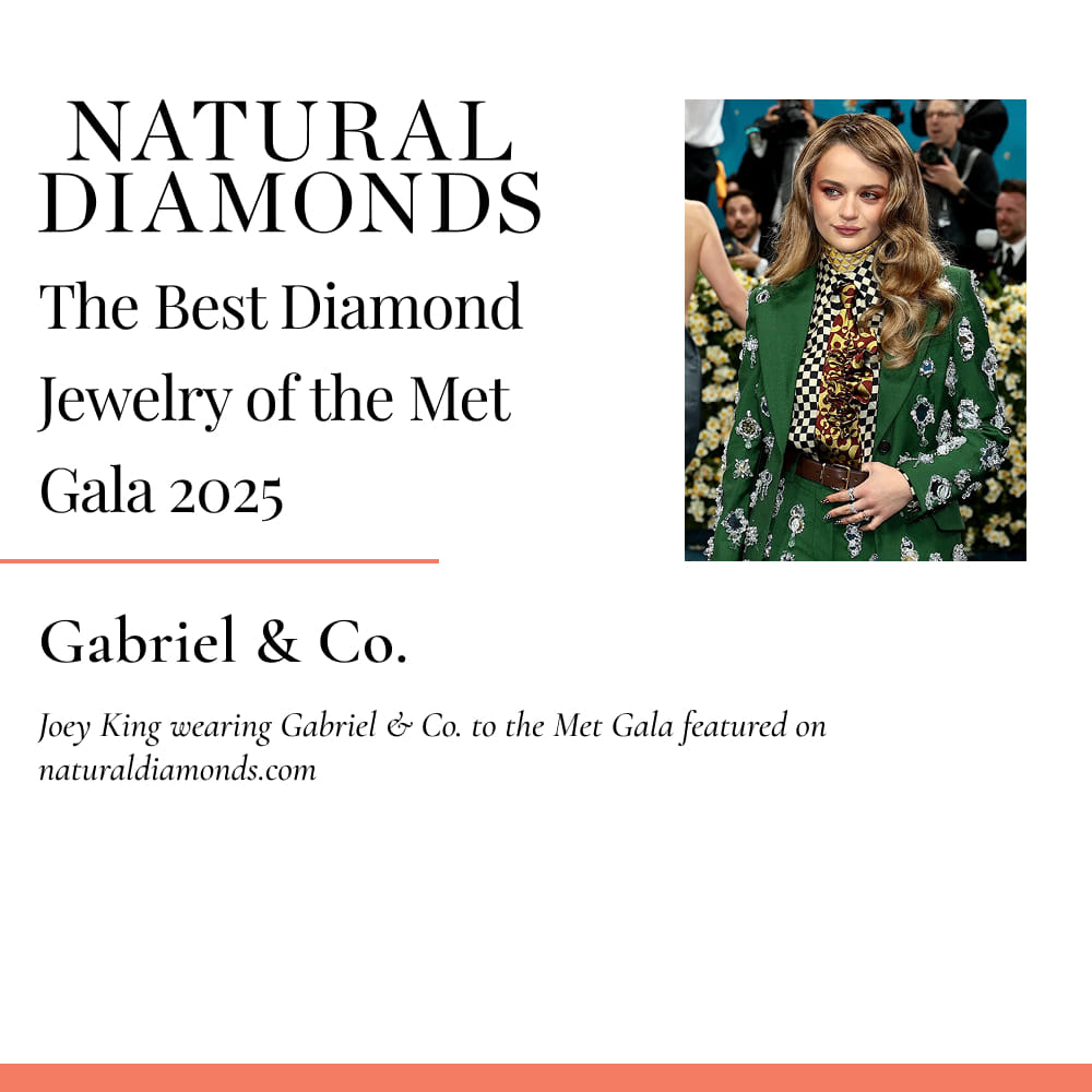 Joey King wearing Gabriel & Co. to the Met Gala featured on naturaldiamonds.com 