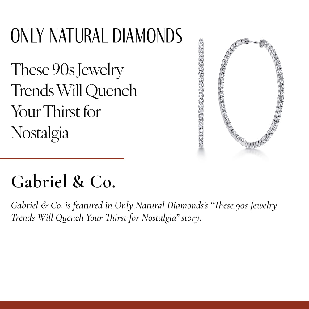 Gabriel & Co. is featured in Only Natural Diamonds’s “These 90s Jewelry Trends Will Quench Your Thirst for Nostalgia” story.
