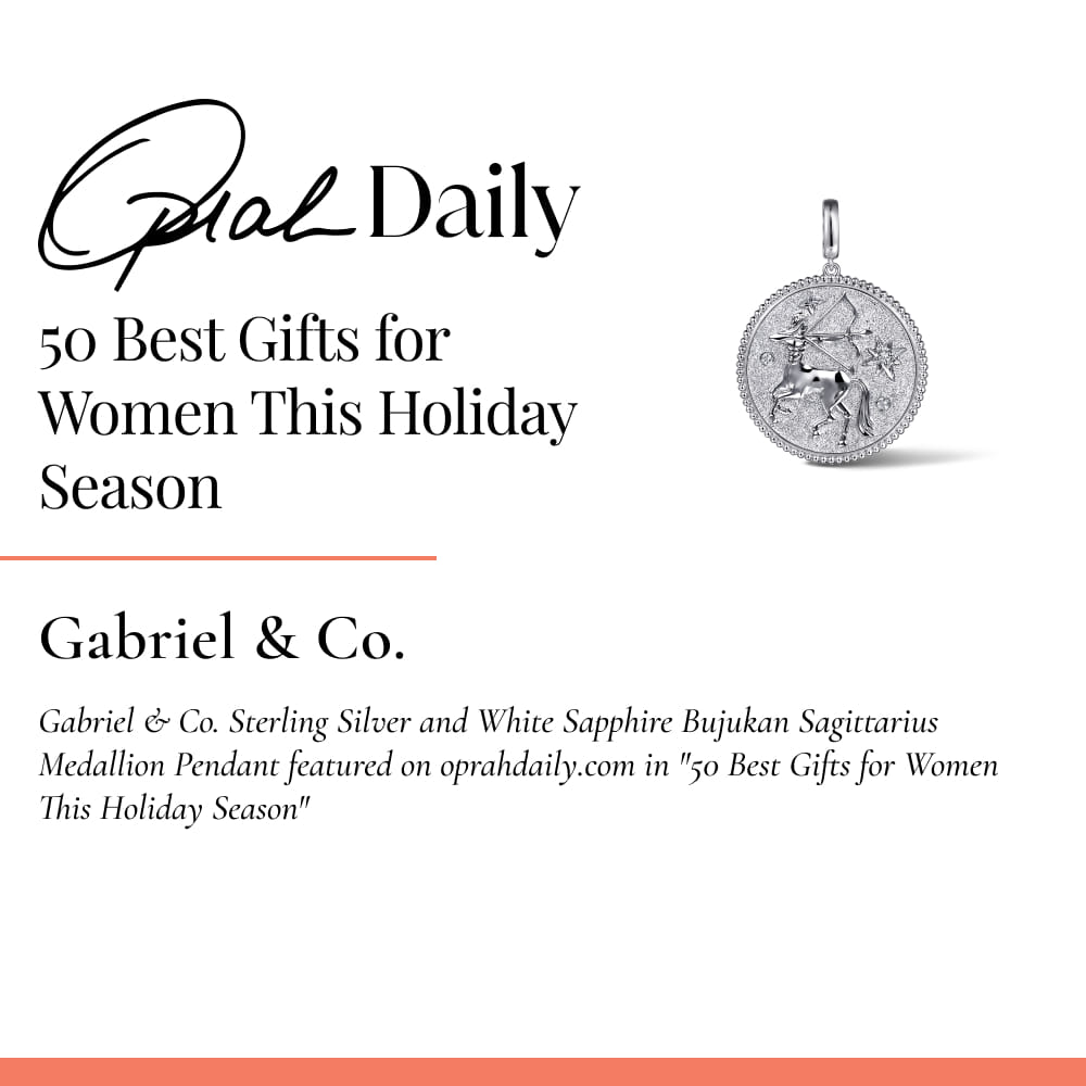 Gabriel & Co. Sterling Silver and White Sapphire Bujukan Sagittarius Medallion Pendant featured on oprahdaily.com in 
