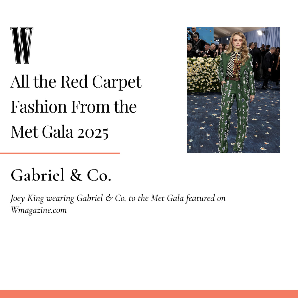 Joey King wearing Gabriel & Co. to the Met Gala featured on Wmagazine.com 
