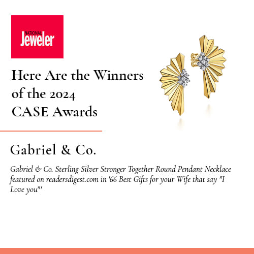 Gabriel & Co. Diamond Cut and Cluster Diamond Stud Earrings featured on nationaljeweler.com in 