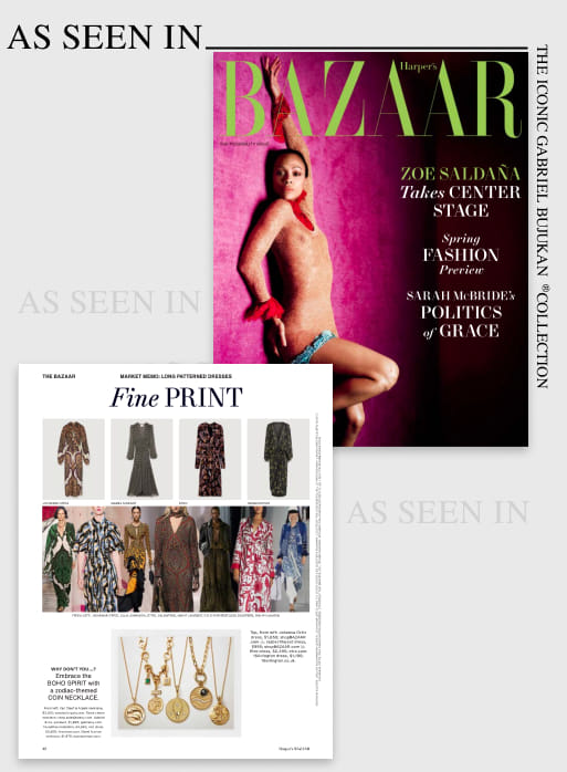 Gabriel & Co. zodiac pendant featured in the February issue of Harper's Bazaar 