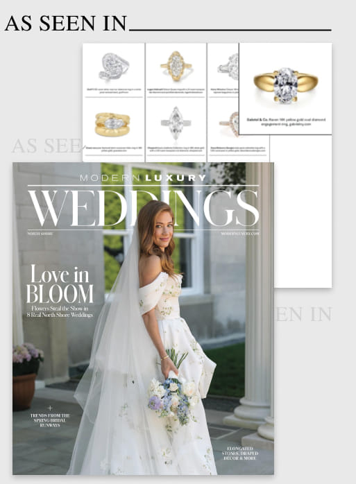Gabriel & Co. Raven Engagement Ring featured in Modern Luxury Weddings North Shore Summer 2025 Print Issue.