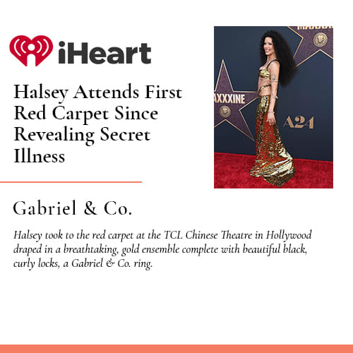 Gabriel & Co. 18K White and Yellow Gold Diamond Elongated Diamond Shape Ladies Ring featured on Halsey on iHeart.com