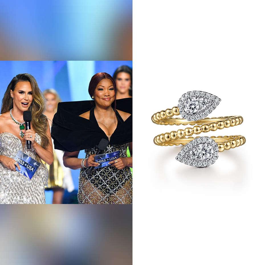 Reality TV star, Garcelle Beauvis, wearing a Gabriel & Co. ring 