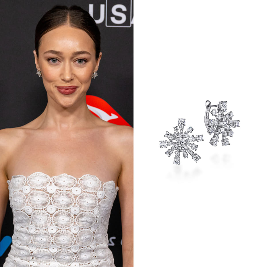 Actress, Alycia Debnam-Carey, wearing Gabriel & Co. earrings at the 22nd Annual G'Day USA Arts Gala