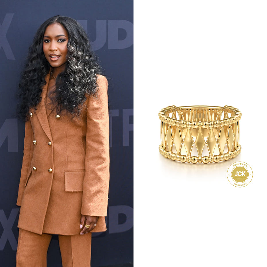 Actress, Carlacia Grant, attended the Netflix Tudum 2025: The Live Event wearing a Gabriel & Co. ring. 