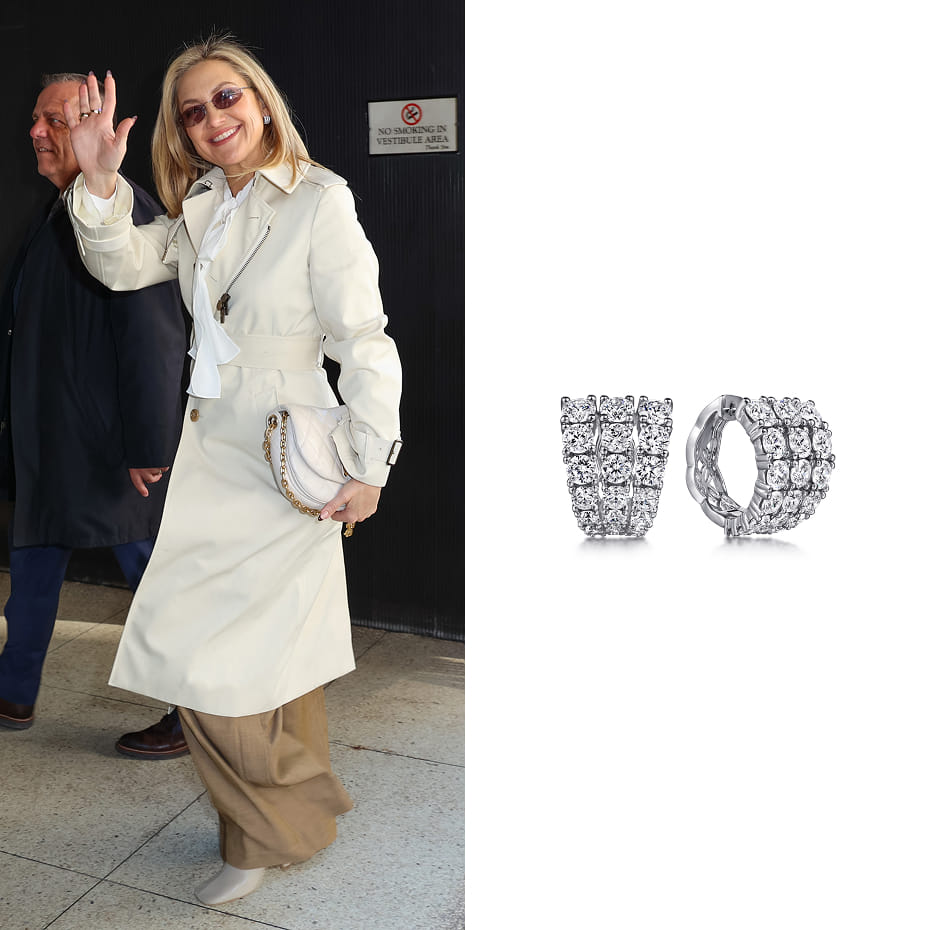 Actress, Kate Hudson, wearing Gabriel & Co. earrings to her appearance on 