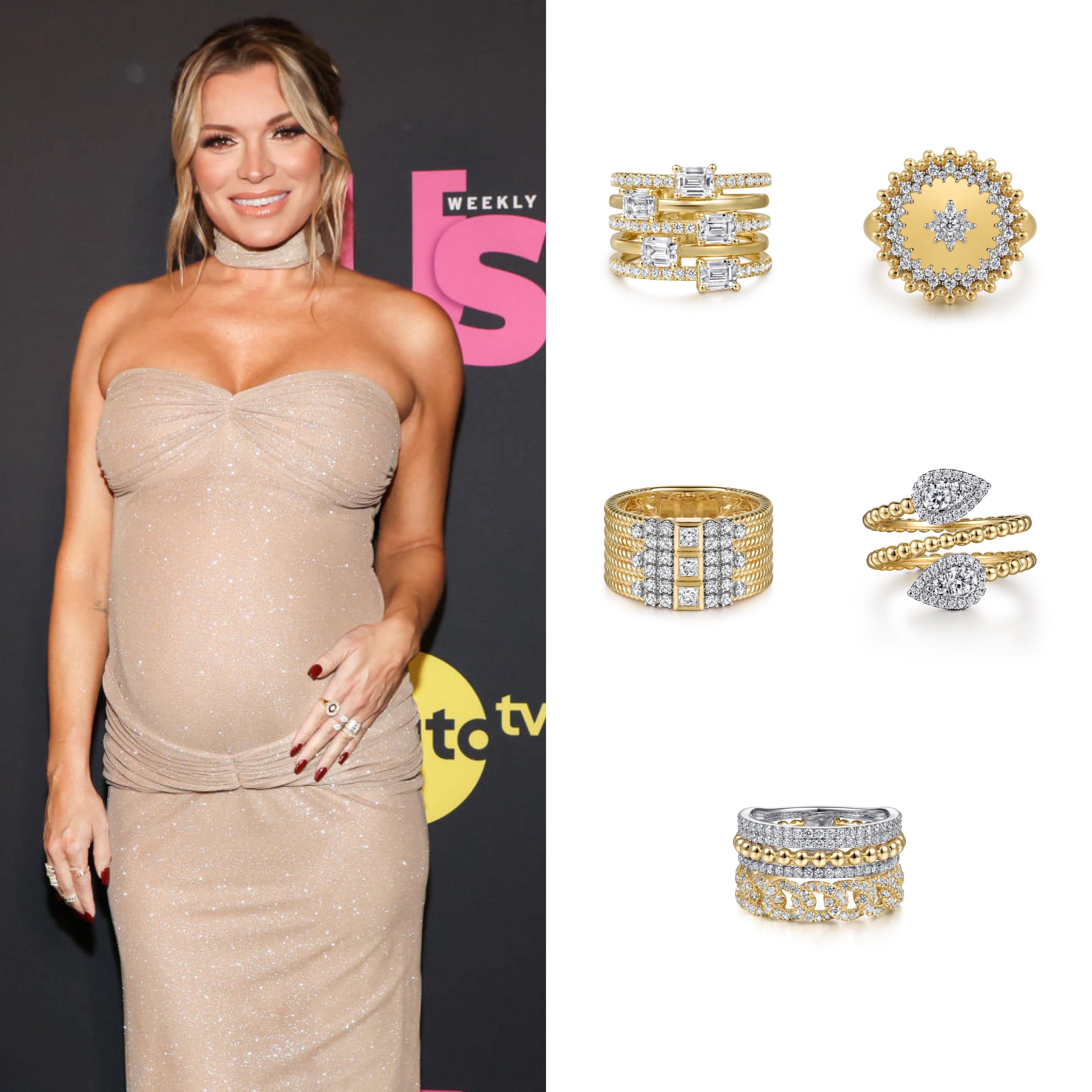 Reality TV Star, Lindsay Hubbard, wearing Gabriel & Co. rings 