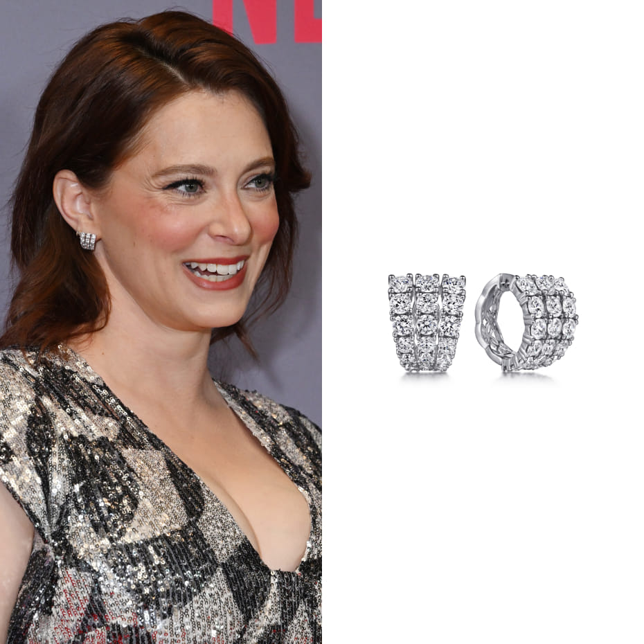 Actress Rachel Bloom attended the 2025 Clio Entertainment Awards wearing Gabriel & Co. earrings.