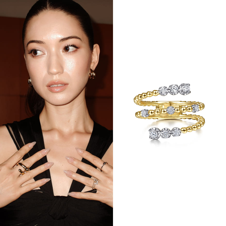 Actress Reina Hardesty attended the Amazon Prime Video Butterfly premiere in Seoul wearing a Gabriel & Co. ring.