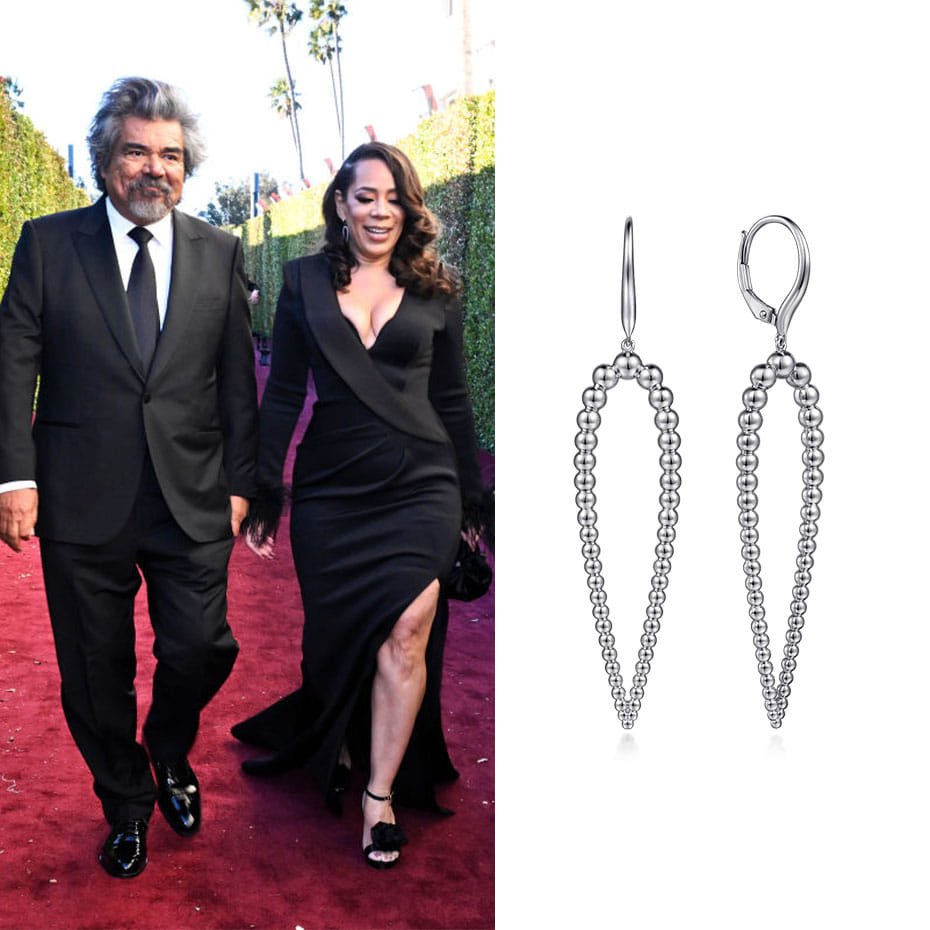 Actress, Selenis Leyva wearing Gabriel & Co. earrings.