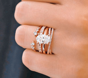 Oval Engagement Ring. Rose Gold Wedding Rings. High Quality Wedding Ring  Set. Eternity Band Ring. Rose Gold Stacking Rings. Silver Rings. 