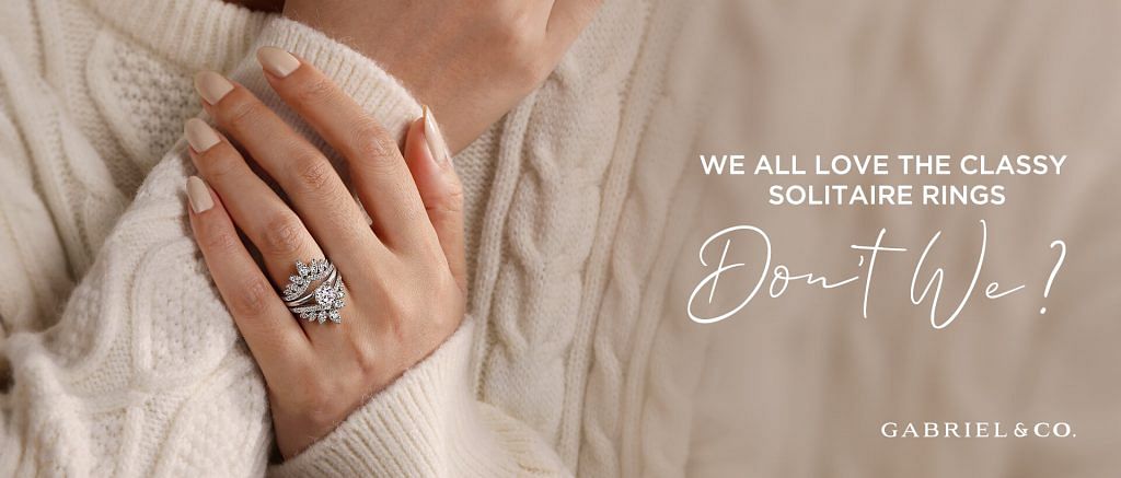 Round Diamond Engagement Ring with Double Diamond Band - Nuha Jewelers