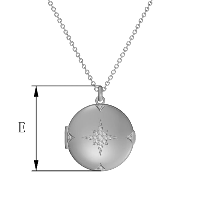 925 Sterling Silver Round White Sapphire Starburst Locket Necklace