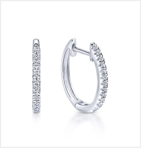 White Gold Classic Diamond Huggie Earrings
