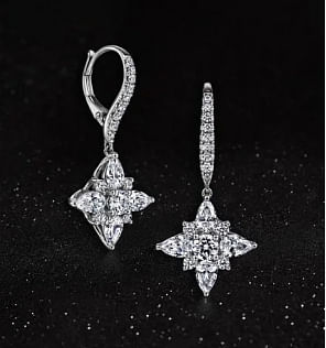 14K White Gold Tapered Diamond Fish Wire Drop Earrings, Shop 14k White Gold  Kaslique Earrings